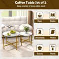 thumbnail image 3 of Set of 2 Round Coffee Table with Metal Frame, Modern Nesting Center Table End Tables for Apartment Home Office,White, 3 of 10