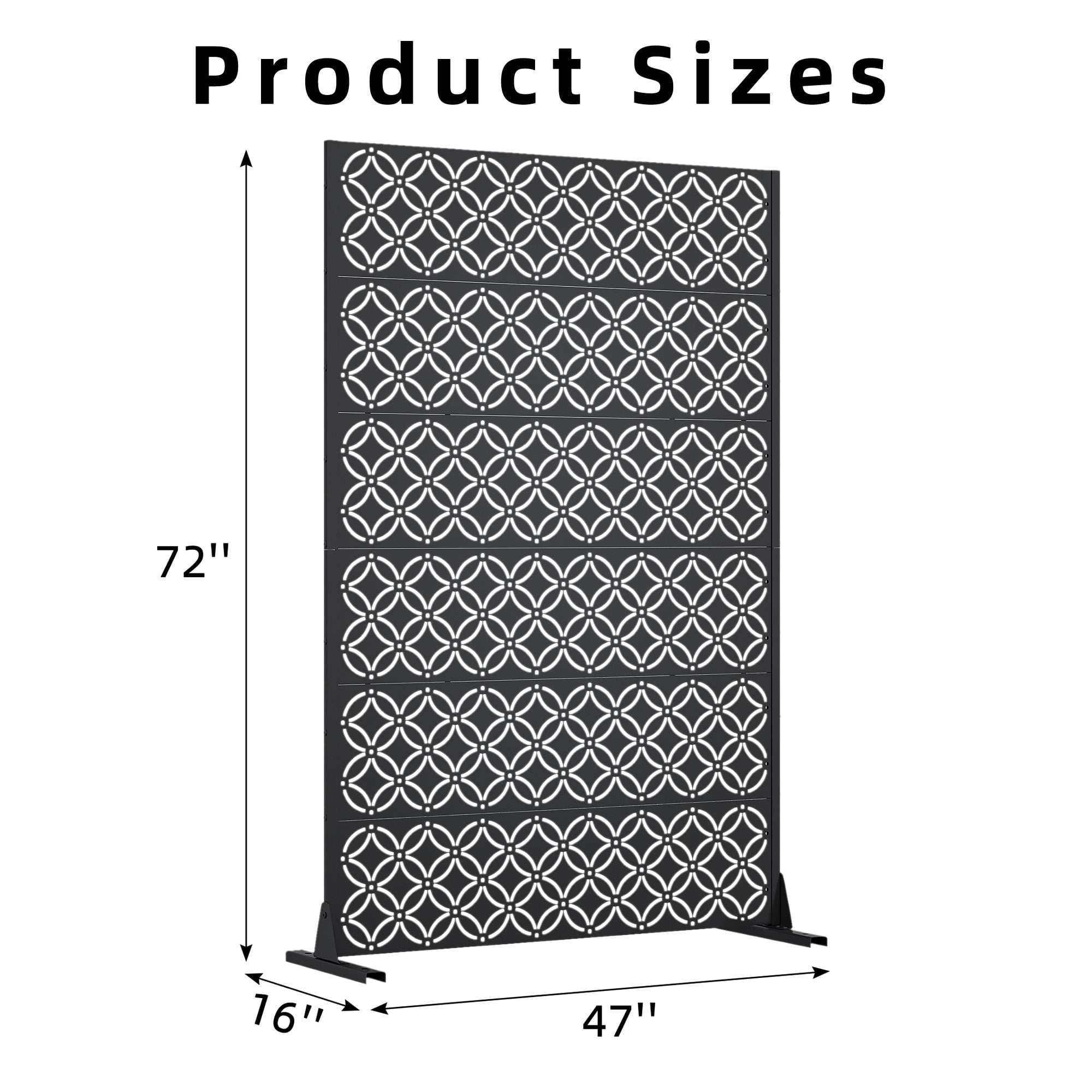 MAYEERTY 72*47" Outdoor Black Metal Privacy Panel Screen for Patio, Coin Pattern