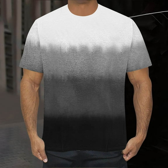 WAENQINLA Men's Tie Dye T-Shirt Big and Tall Gradient Color Short Sleeve T-Shirt Summer Casual Crew Neck Loose Fit Tee Shirts