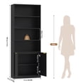 thumbnail image 4 of Hiphuta 73" Tall 6-Tier Narrow Bookcase, 26" Wide Minimalist Single Row Bookshelf with 2 Doors and 4 Open Shelves, for Office Living Room, Black, 4 of 8