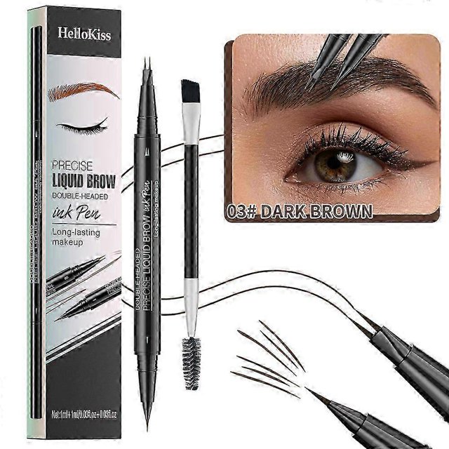 Lápiz para cejas, lápiz líquido para cejas Hellokiss, lápiz para cejas con microblading, marrón oscuro