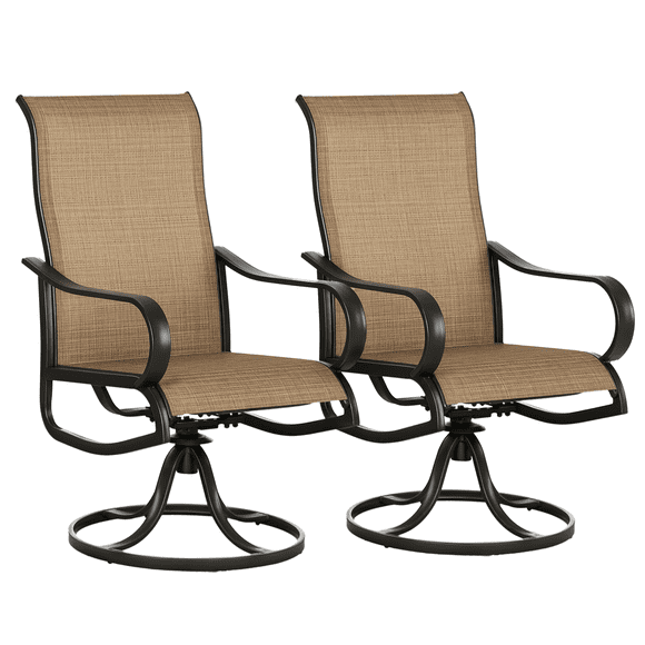 Outsunny Patio Swivel Chairs w/ Mesh Fabric Seat Rocking Chairs, Brown