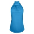 thumbnail image 5 of Alun Womens 2026 Fashion Summer Tank Tops Dressy Casual Lace up Halter Top Solid Color High Neck Sleeveless Tshirt Beach Vacation Thin Breathable Loose Fit Daily Wear Sky Blue L, 5 of 6