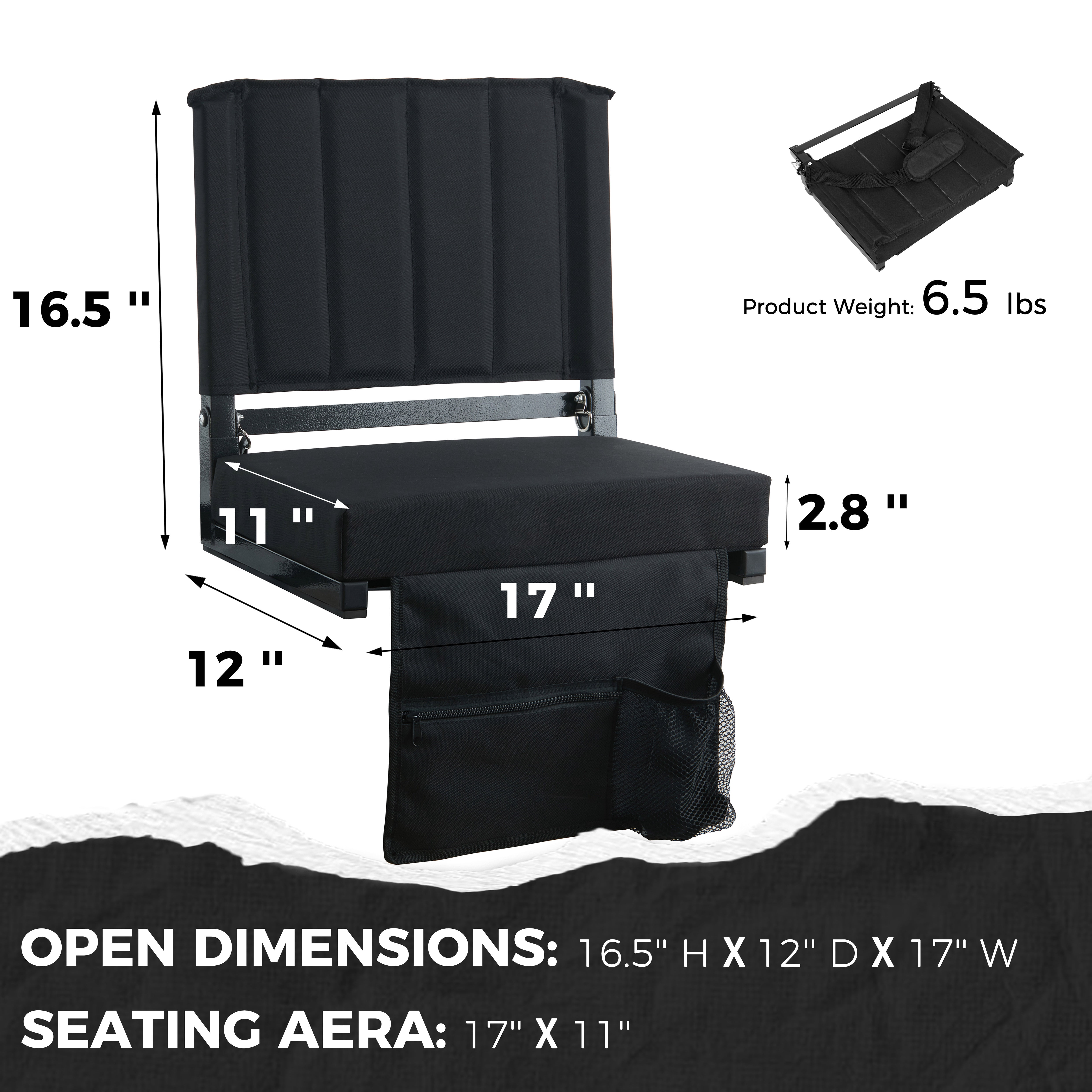 SPORT BEATS Stadium Seats with Back Support Bleacher Chairs with Back and Cushion Thick Padded Bleacher Seats Includes Shoulder Strap
