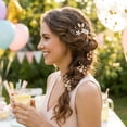thumbnail image 5 of MIALLO Elegant Handmade Pearl Flower Headpiece (4 Pack), Golden Leaf Hair Comb & U-Shaped Pins for Brides, Bridesmaids and Wedding Guest, 5 of 7