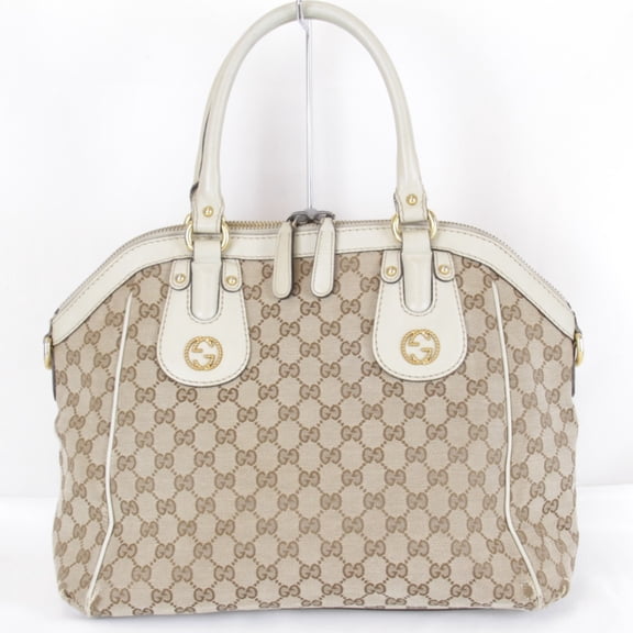 Pre-Owned GUCCI Interlocking G 282299 486628 Handbag in GG Canvas/Leather, Beige,... (Fair)