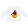 thumbnail image 3 of Inktastic Halloween Cat, Black Cat, Witch Hat, Pumpkin Boys or Girls Long Sleeve Toddler T-Shirt, 3 of 5