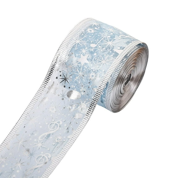 WMGHA 2 Inch Wide Christmas Wired Ribbon Snowflake Organza Sheer Glitter Ribbon for Xmas Tree, Wreath, Party Decoration, Gift Wrapping,Holiday Craft, 10 Yards