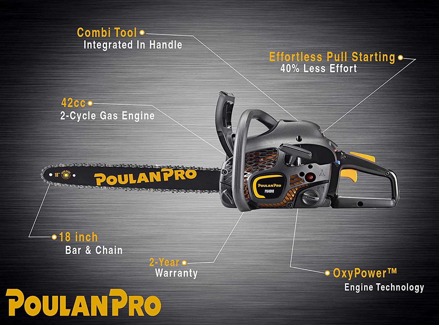 Poulan Pro PR4218 18 in. 42cc 2-Cycle Gas Chainsaw