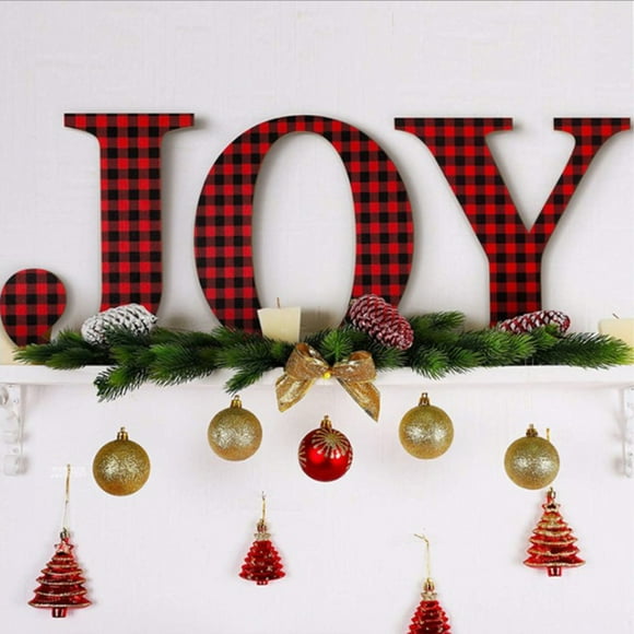 Christmas Joy Table Decoration Mantel Fireplaces Table Decorations Christmas Joy Letter Sign Wood Decorations for Study Bedroom Living Room