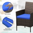 thumbnail image 3 of IdealHouse 3 Piece Patio Furniture Set, Rattan Outdoor Furniture with 2 Chairs & Coffee Table, Modern Outdoor Seating Conversation Bistro Set for Garden Backyard Porch (Brown and Blue), 3 of 8