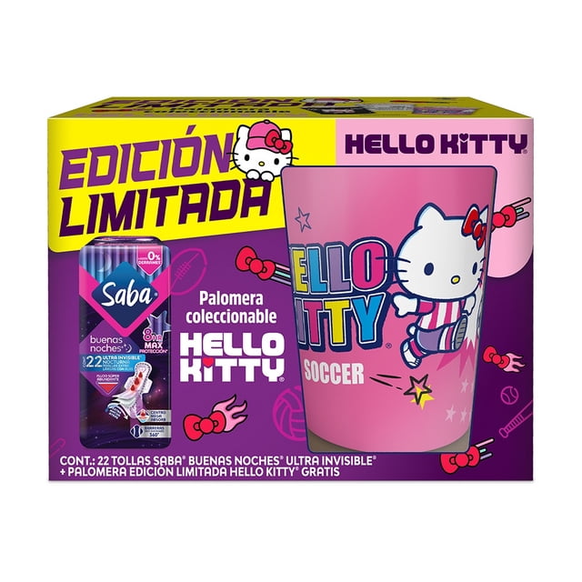 Toalla Femenina Saba Ultra Nocturna 22 pzas mas Palomera Hello Kitty
