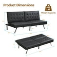 thumbnail image 2 of Modern Convertible Futon Sofa Bed, Adjustable Loveseat Futon Couch with Metal Legs, Upholstered Sofa Bed with Wood Frame, Sleeper Couches for Small Compact RV Living Room,Office (Black-Leather), 2 of 9