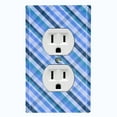 thumbnail image 1 of Metal Light Switch Plate Outlet Cover Shades of Blue Plaid Wallpaper WAL033, 1 of 13