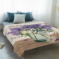 thumbnail image 4 of Purple Lavender Blanket Soft Cozy Warm Twin Blanket for Bed, Plush Fuzzy Flannel Fleece Blankets for Sofa, Spring Floral Daisy Butterfly Leaves Beige Throw Blankets for Couch Gifts, 60"x80", 4 of 9