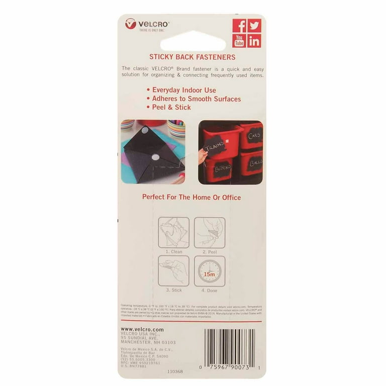 Velcro® Sticky Back™ Square Fasteners, 6 Packs of 12