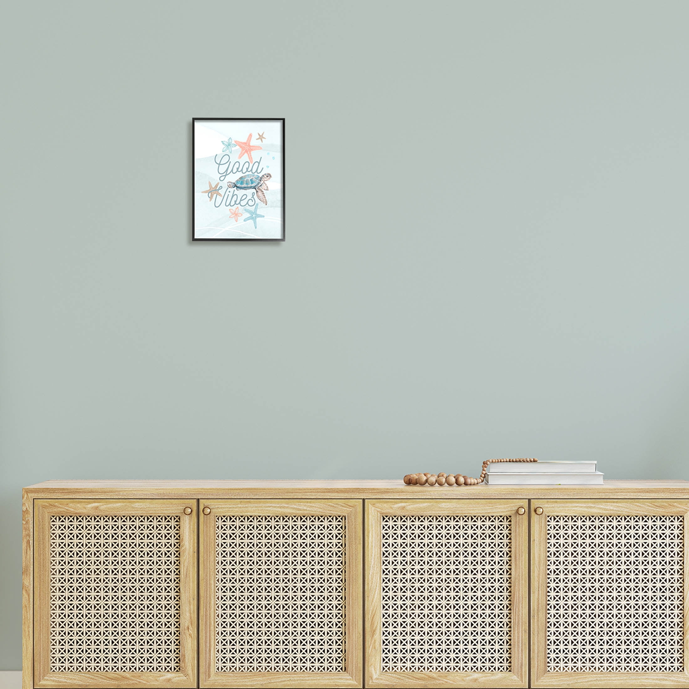 Good Vibes Underwater Sea Life Animals & Insects Graphic Art Black Framed Art Print Wall Art