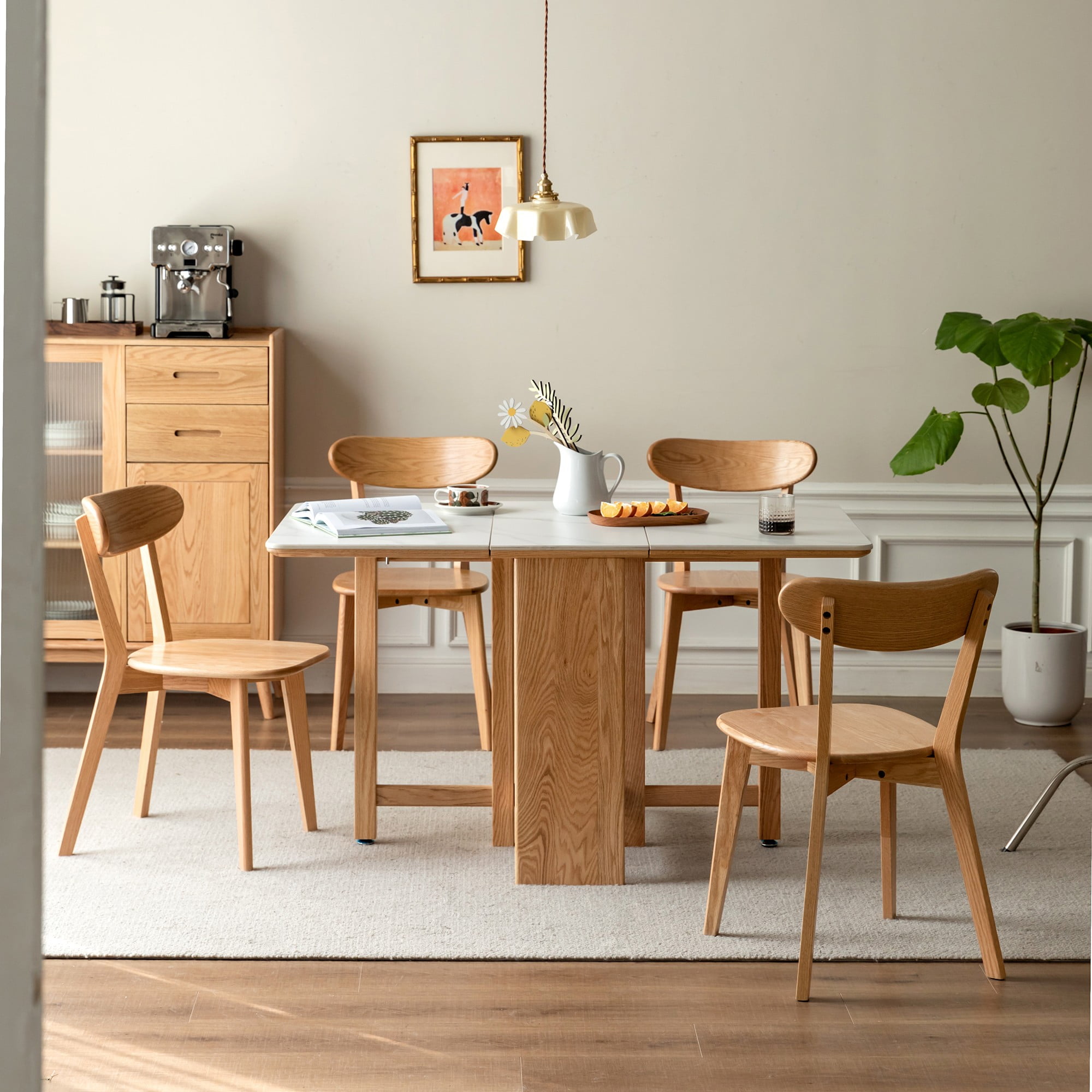 Aukfa Mid-Century Modern Dining Chairs Set of 2, Solid Oak Wood Side Chair for Kitchen, Dining Room, Walnut