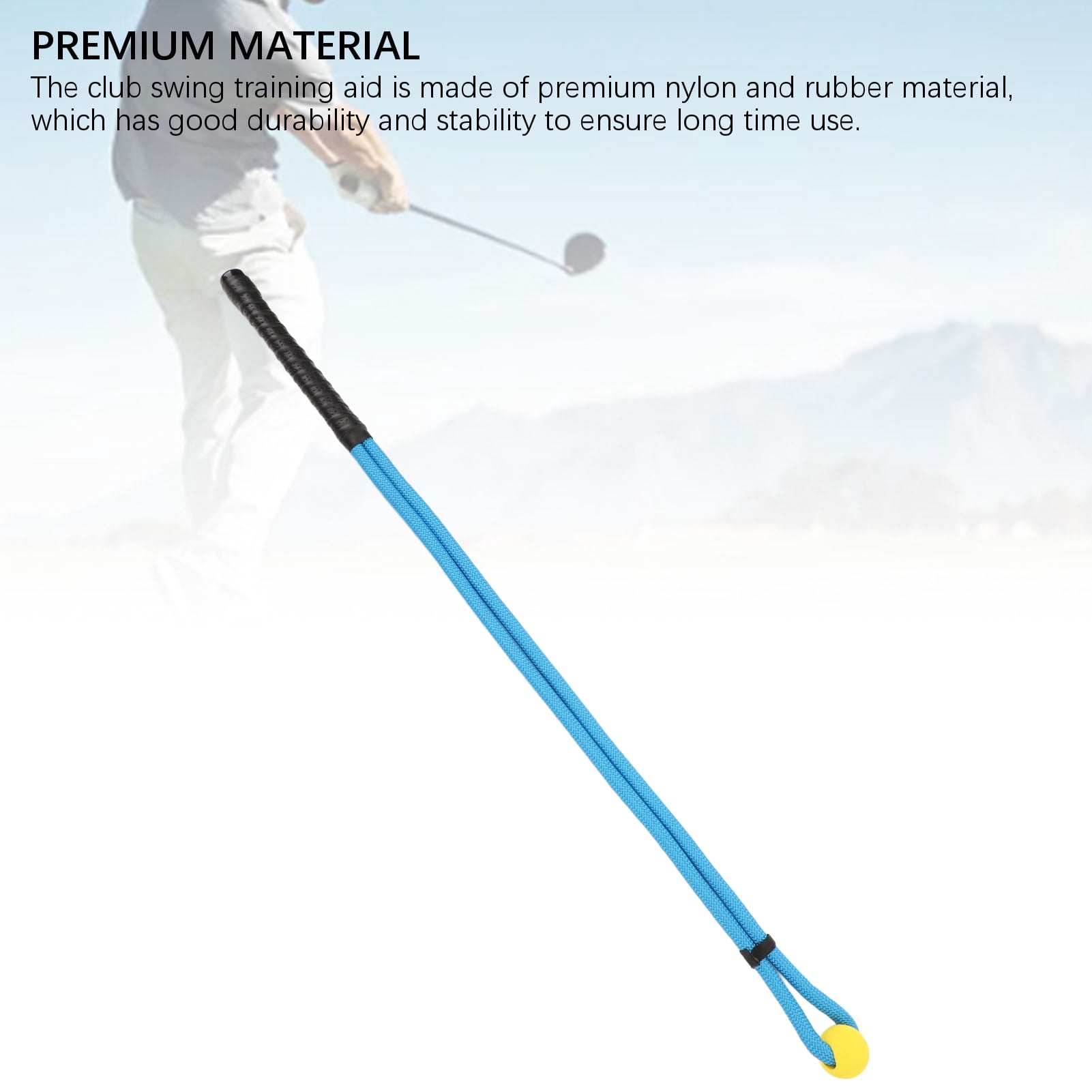 Rupoun Golf Swing Training Aid Nylon Rubber Comfortable Grip Club Swing Rope for Correcting Posture Blue