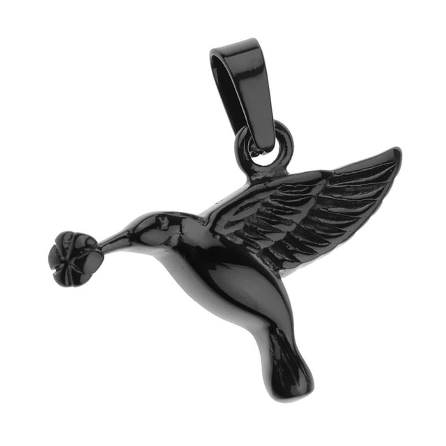 Urnas colgantes de colibrí de acero inoxidable, joyería de cremación para Negro