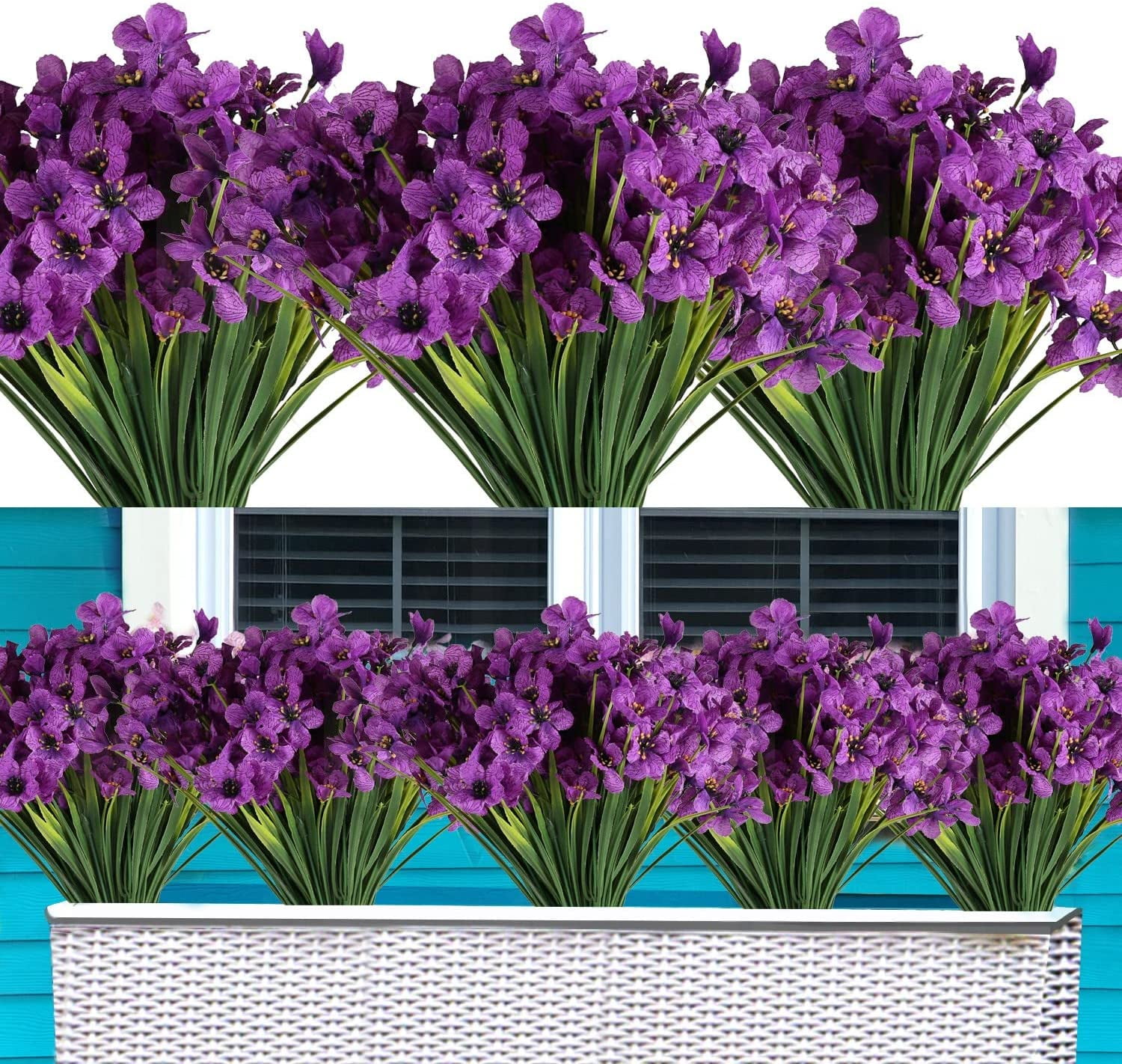 6/12pcs Artificial Fake Flowers for Outdoor Decoration, UV Resistant no