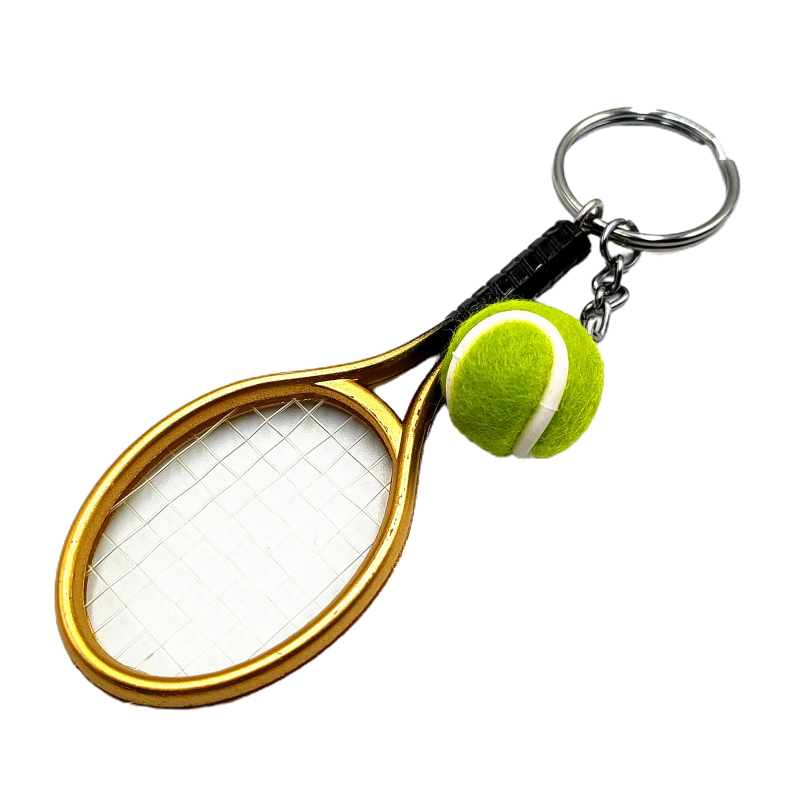 Hot Mini Tennis Ball Racket Charm Pendant Keyring Key Chain Sports Collectibles