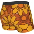 thumbnail image 3 of Retro 80S 90S Mens Breathable Boxer Briefs, Ultra Soft Sweat-Absorbent Boxer Shorts Underwear, Retro 70S Orange Floral, 3 of 7