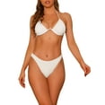thumbnail image 1 of INSPIRAR CHIC Conjuntos de Bikini de Mujer con Lazo y Varilla de Soporte, 2 Piezas, Doble Tirantes, Parte Inferior Triangular, Trajes de Baño, Color Blanco Mediano, 1 of 5