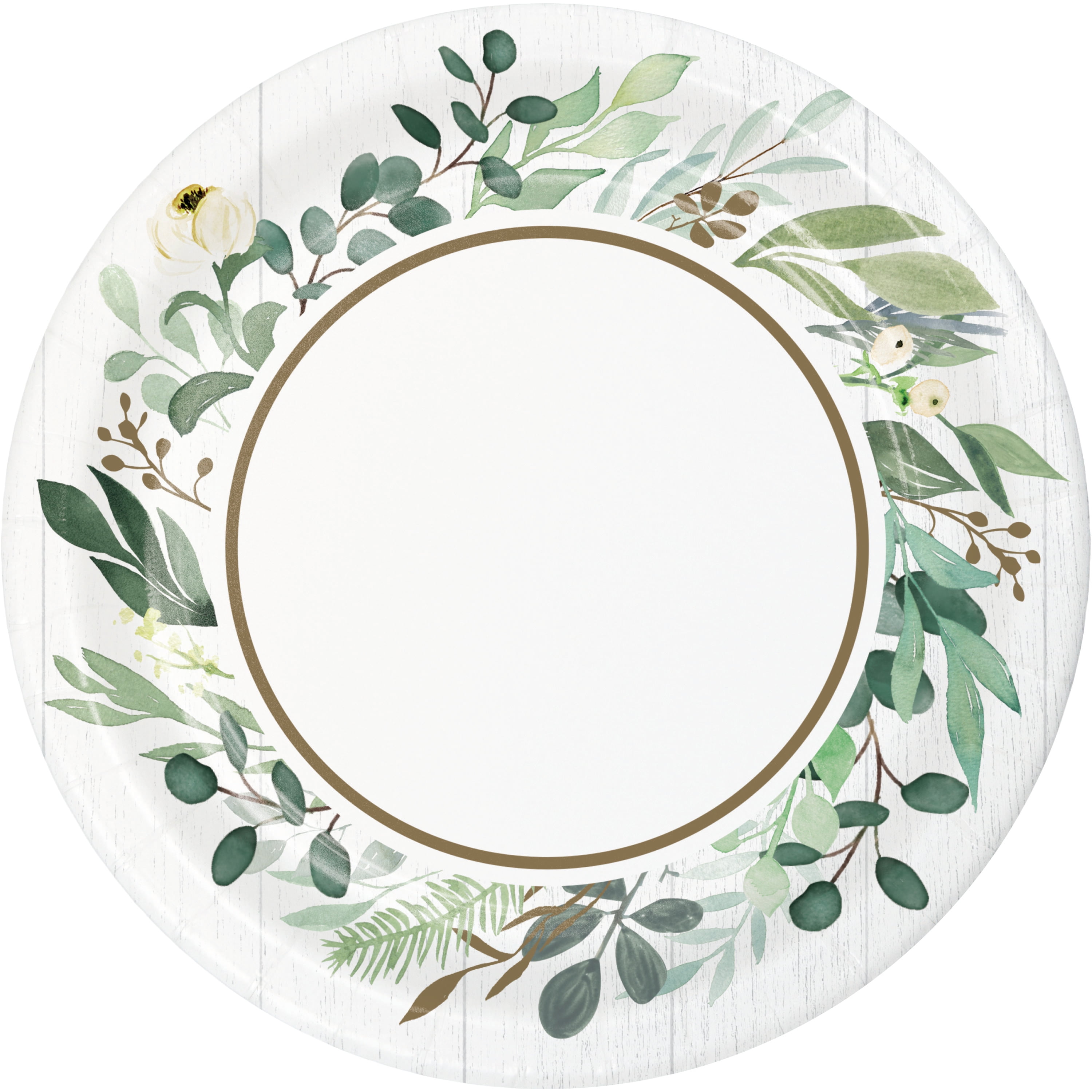 Eucalyptus Round Paper Dessert Plates 24 Count for 24 Guests Walmart