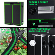ALPHAGROW 2 x 4 ft 600D Canvas Grow Tent Kit with 33 W LED Light and 6 in Inline Fan and Carbon Filter