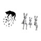 thumbnail image 5 of Reloj colgante de gato con conejo silencioso, figura familiar, movimiento silencioso, escultura analógica sin tictac para sala de estar,, 5 of 8