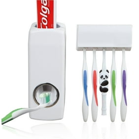 Automatic Toothpaste Dispenser + 5 Toothbrush Holder Set With Wall Mount Stand Bathroom Accessories Home Decor