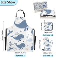 thumbnail image 3 of Whales Leaves Bubbles Apron Set with Oven Mitts Pot Holders Set of 5 Kitchen Stuff Accessories, 3 of 6