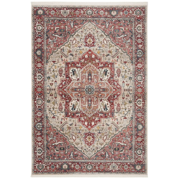 SAFAVIEH Vintage Persian Forrester Oriental Polyester Area Rug, Red/Ivory, 3' x 5'