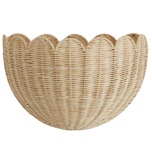Cesta de pared de mimbre festoneada, cesta tejida a mano, cestas colgantes de pared de decoración festoneada