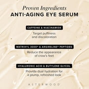 Asterwood Hyaluronic Acid Eye Serum - Reduces Undereye Bags, Wrinkles, Dark Circles, Fine Lines, Crows Feet - with Matrixyl 3000, Niacinamide & Caffeine - Treatment for Women & Men - 0.5 Fl Oz