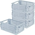 thumbnail image 1 of AMERTEER 4-Pack Mini Storage Basket  Stackable Plastic Tray Shelf Desktop Storage Organizer Box  Cosmetics Storage Basket  Cloth Closet Collapsible Storage Bin Container for Office Home, 1 of 9