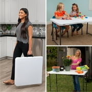 Lifetime 4-Foot Height-Adjustable Fold-In-Half Table, White Granite