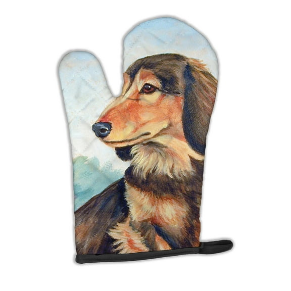 Long Hair Chocolate and Cream Dachshund Oven Mitt