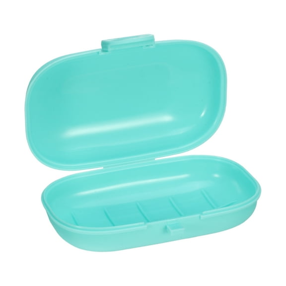 Unique Bargains Soap Dish Portable Travel Portable Soap Dish Box Soap Bar Holder Blue for Travel Gym Outdoor with Cover