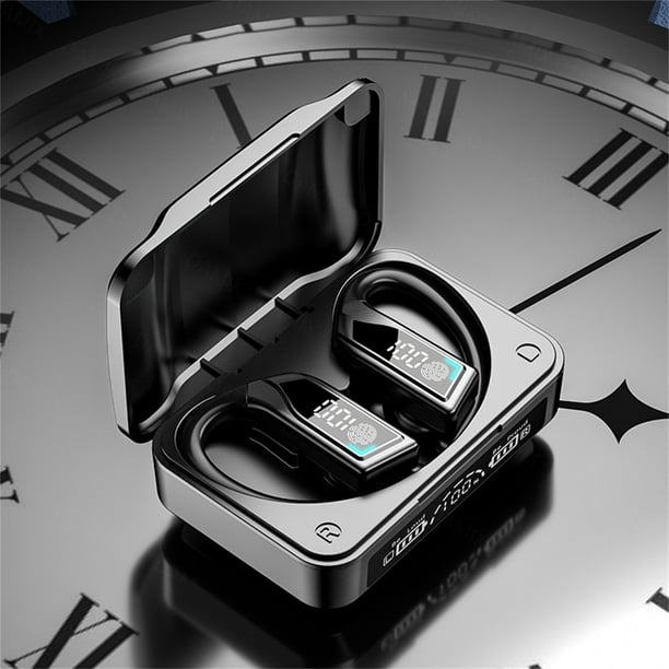 Auriculares inalámbricos Bluetooth con pantalla digital y control táctil, TWS, intraaurales con ganchos para la oreja para entrenamiento, IPX7.