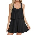 thumbnail image 1 of aidice Womens Rompers Summer Scoop Neck Sleeveless Elastic Waisted Ruffle Wide Leg Shorts Jumpsuits, 1 of 6