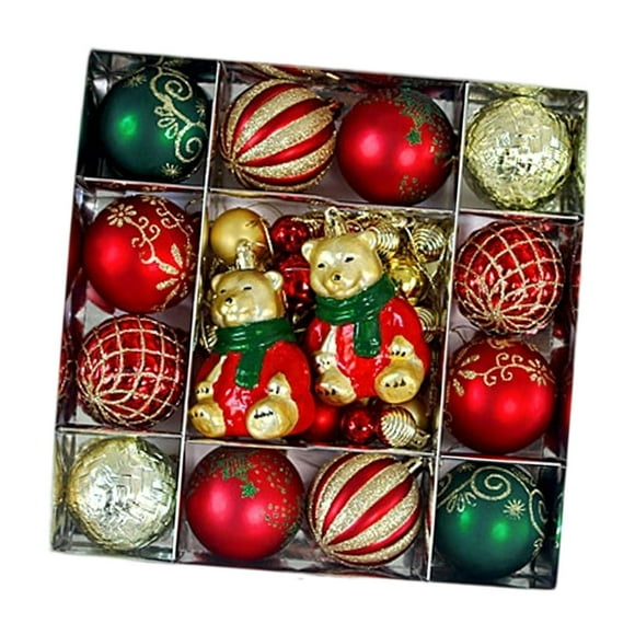 segolike 44 Pcs Boules de Noël Ornements Suspendus pour Célébration Anniversaire Mariage Or Rouge Vert Ours