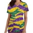 thumbnail image 3 of TaTaai Women's Printed Pocket Top Short Sleeve V-Neck Loose Fit Casual Summer Carnival Festival Blouse Shirt for Daily Weekend Party Gift, 3 of 5