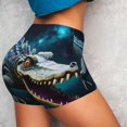 thumbnail image 4 of Logiee Starry Sky Colorful Crocodile Print Women's Biker Shorts,Workout Gym Shorts,Scrunch Shorts,Tummy Control Hidden Scrunch Running Yoga Shorts-, 4 of 8