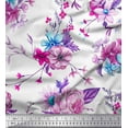 thumbnail image 1 of Soimoi Blue Cotton Duck Fabric Leaves & Floral Printed Fabric 1 Yard 56 Inch Wide, 1 of 1