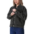 thumbnail image 4 of INSPIRE CHIC Women's Jean Jacket Button Down Pockets Oversized Denim Jacket, 4 of 6