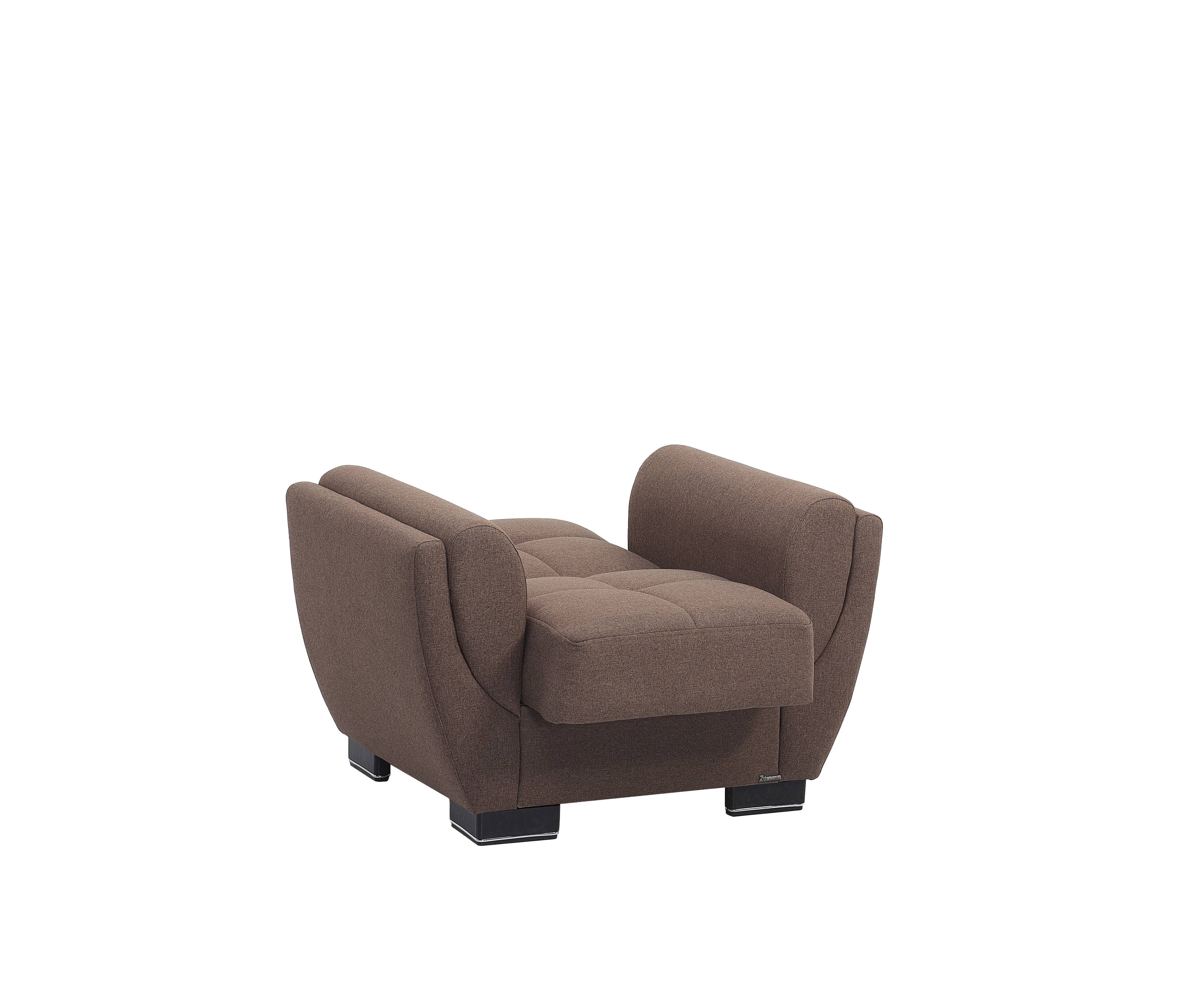 Ottomanson Convertible Accent Armchair with Hidden Storage & Rounded Arms, Firm Comfort Seating, Brown
