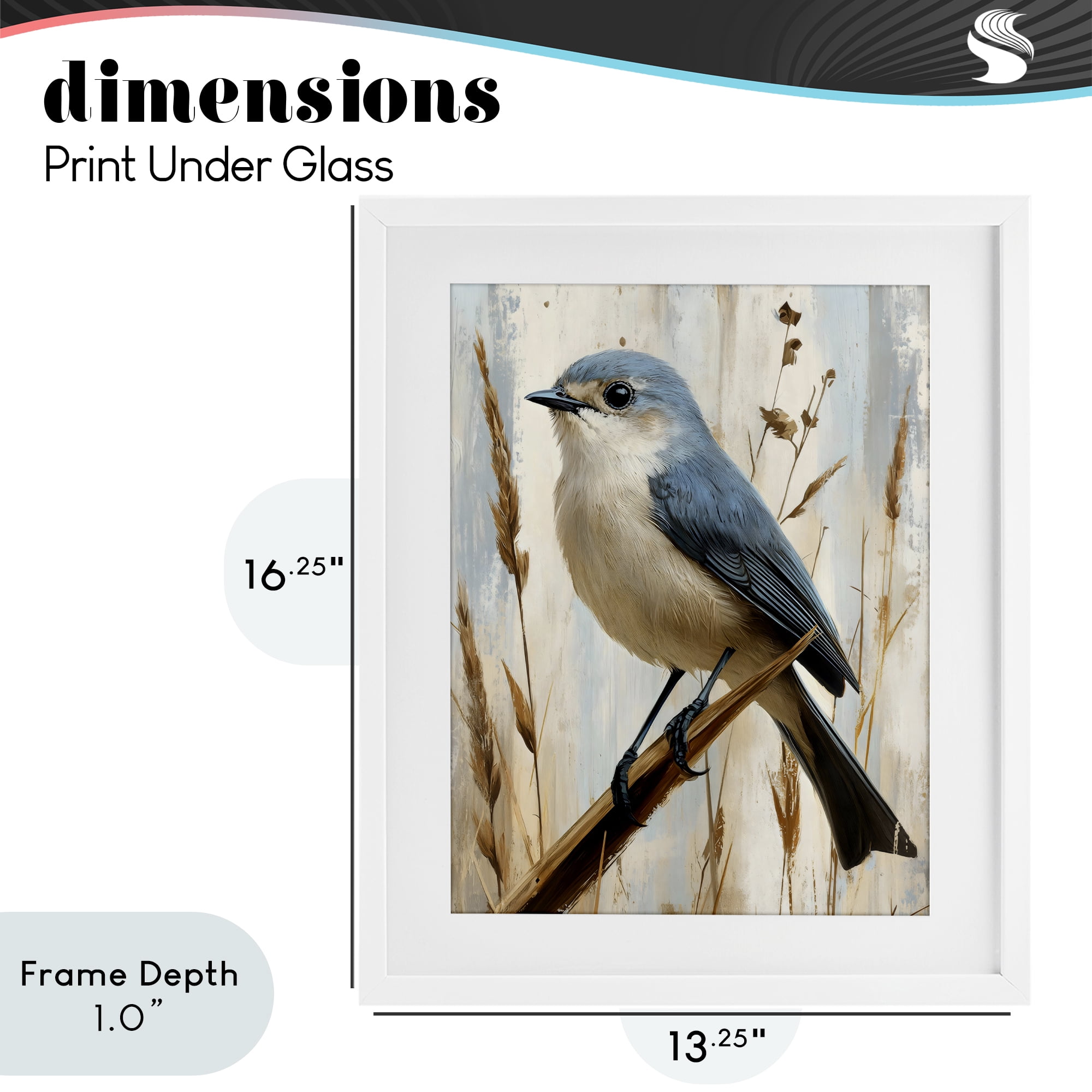 Stupell Industries Bluebird on Tall Glass Perch White Framed Print Under Glass, design by Creative Studio