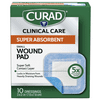 Curad Super Absorbent Wound Pad, Small, 3"x 3", 10 Count
